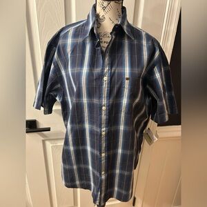 Men's Blue Plaid Short Sleeve Shirt